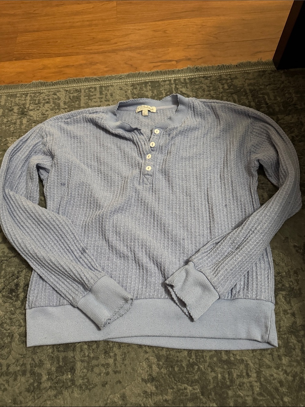 Light Blue womes Henley Knit Sweater
